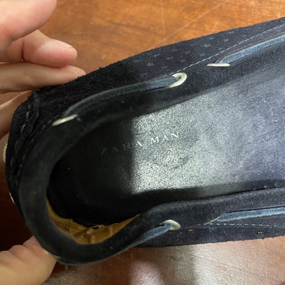 Zara Man Loafers Black Slip On Leather Shoes Driving - Picture 9 of 10